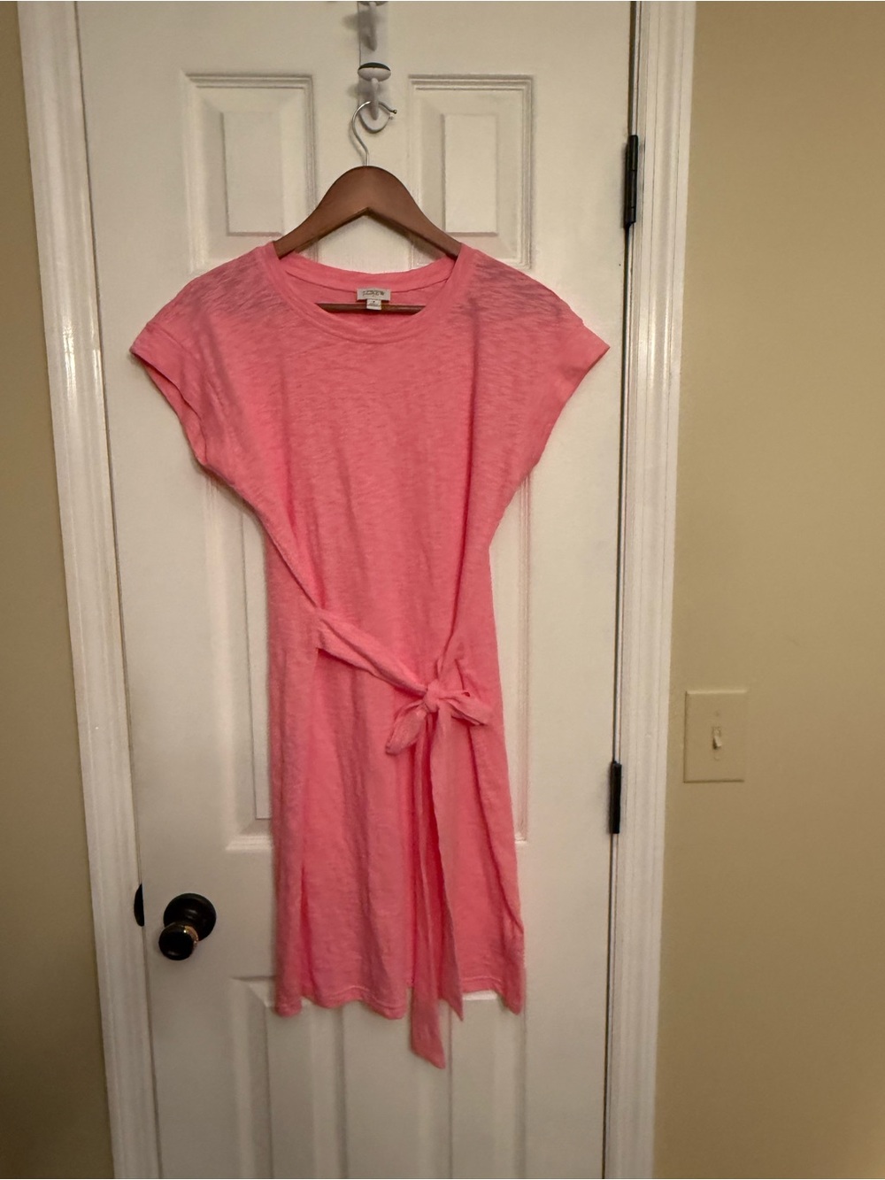 New J.Crew Pink Tie-Waist Short Sleeve small tshirt dress shirtdress $78